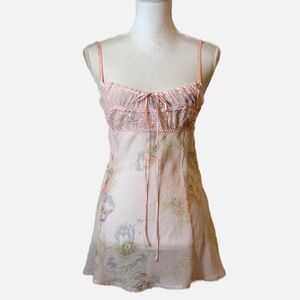 Victoria's Secret Light Pink Floral Babydoll Milkmaid Chemise Slip Dress Medium
